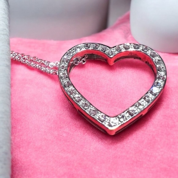 Vintage Cubic zirconia, heart charm, heart pendant Silver 925 - Picture 8 of 16